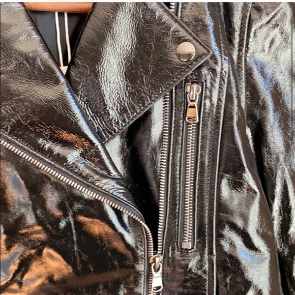 NWT FRAME Patent Leather Moto Jacket SZ XS - Picture 4 of 11